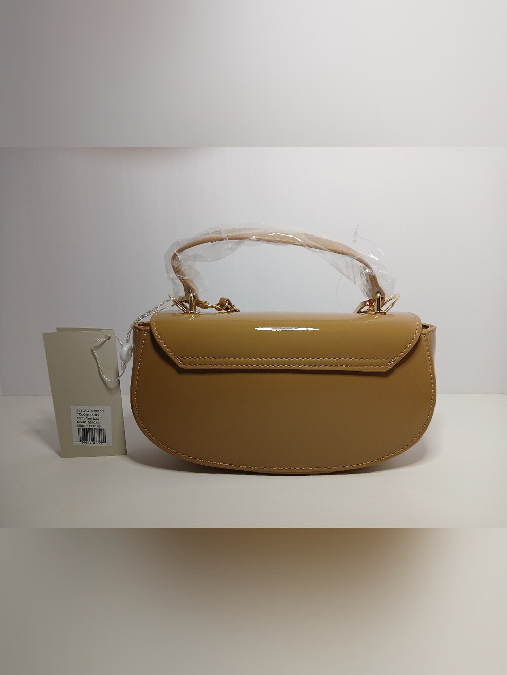 Valentino Orlandi Patent Leather Shoulder Bag Taupe Brand New With Tags - Picture 6 of 17